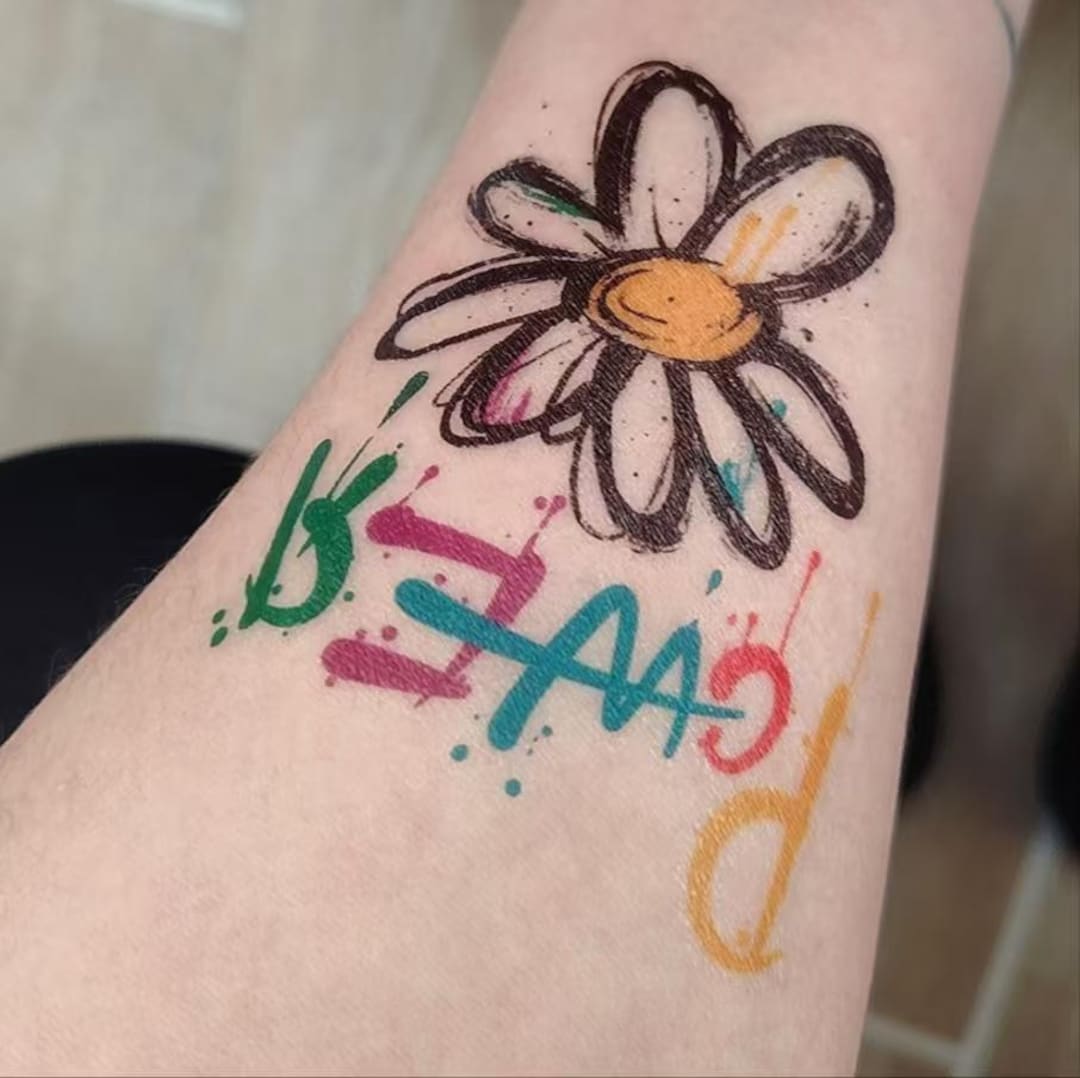 2pcs G Dragon Power Daisy Tattoo Sticker | KPOP | Tattoo Sticker