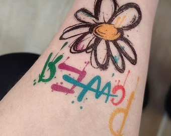 2pcs G Dragon power Daisy Tattoo Sticker | KPOP | Tattoo Sticker | Gift