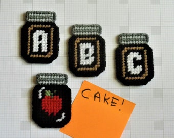 ABC Mini Mason Jar Magnets /Set of 4 Magnets