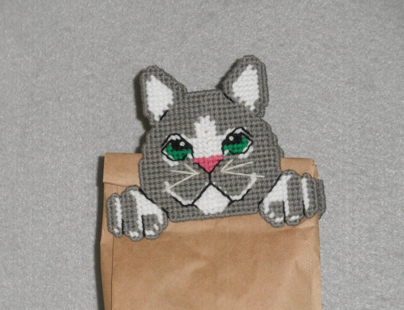 Plastic canvas Cat Bag Clip / Cat Chip Clip / Animal Chip Clip Etsy