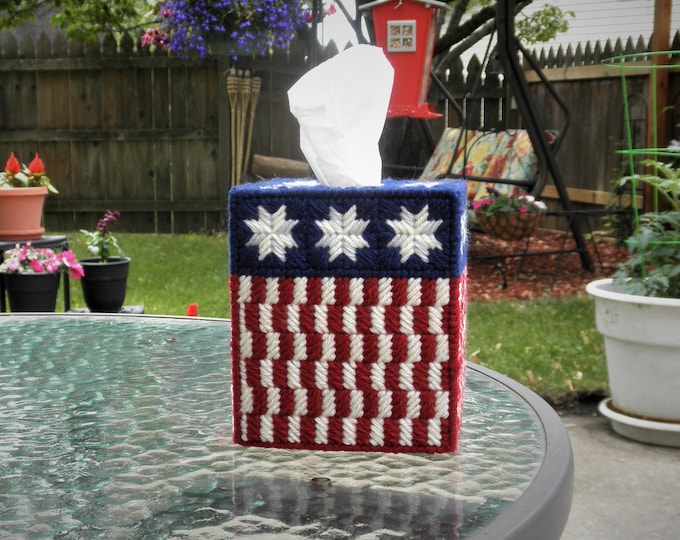 Patriotic Tissue Box Cover / American Flag Tissue Box Cover Etsy