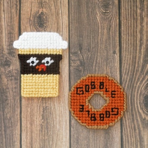 Thanksgiving Coffee and Donut Magnets/Set of 2 Magnets/Thanksgiving Magnets