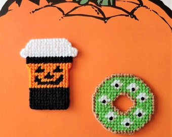 Halloween Coffee and Donut Magnets/Set of 2 Magnets