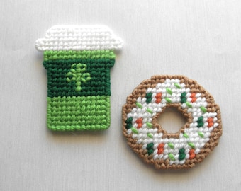 St Patrick's Day Coffee and Donut Magnets