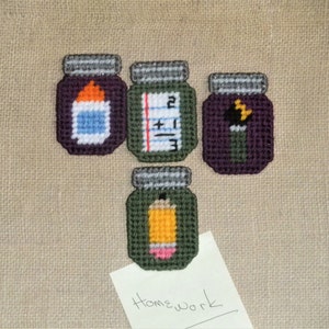 School Supplies Mini Mason Jar Magnets/Tools for School Magnets/Set of 4 Magnets
