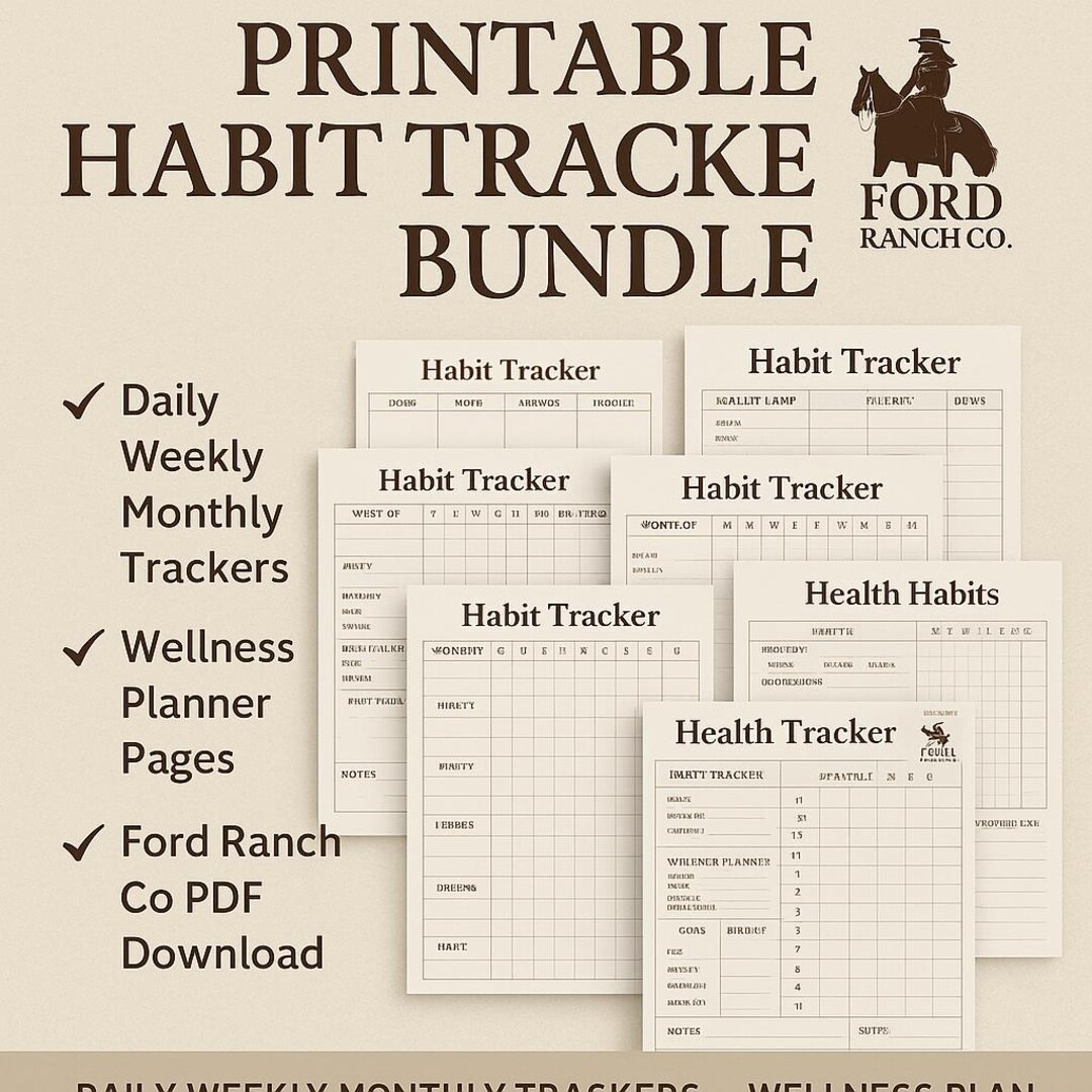 Printable Habit Tracker Bundle: Daily, Weekly, Monthly (PDF Download ...