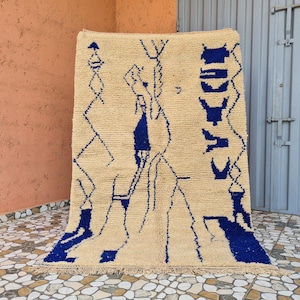 Moroccan wool rug, Beautiful Moroccan rug, berber rug, Turquoise Beni Ourain rug, Custom rug, Handmade rug, Moroccan Berber rug Blue