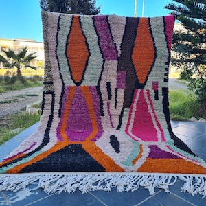 Handmade Colorful Moroccan Berber Rug: Custom Beni Ourain Rug