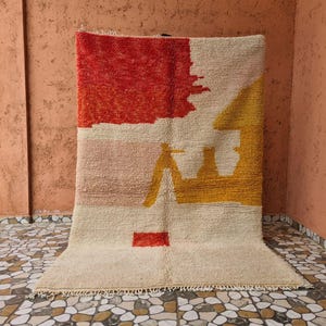 Benutzerdefinierter marokkanischer roter Teppich, Bunter Beni Ourain Teppich, Tapis Berber, Teppich für Wohnzimmer, roter Marokkanischer Teppich, handgefertigter Azilal Teppich,