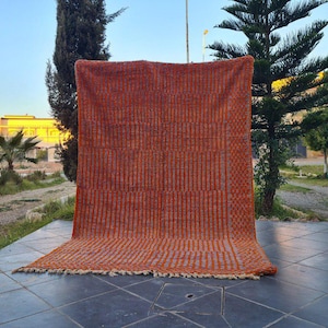 Handgewebter Berber Teppich Handgewebter Orange-Weißer Streifen Teppich für Wohnzimmer Schlafzimmer Dekor