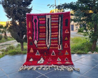 Handmade Moroccan Berber Rug: Geometric Wool Carpet, Boho Decor