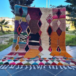 Multicolor Moroccan Wool Rug: Handwoven Berber Design