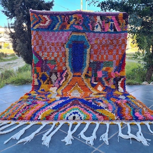 Handmade Colorful Moroccan Rug: Boho Berber Wool Area Rug