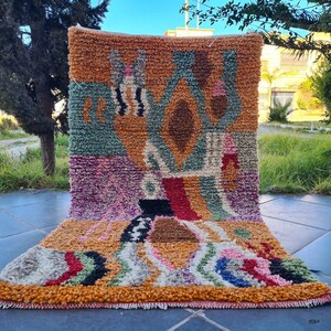 Colorful Moroccan Wool Rug: Handwoven Tribal Berber Carpet