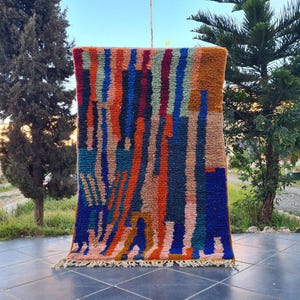 Handwoven Colorful Moroccan Rug: Bohemian Berber Wool Carpet