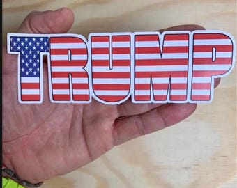 ドナルド・トランプ大統領の顔 アメリカ国旗 MAGA デカール 車