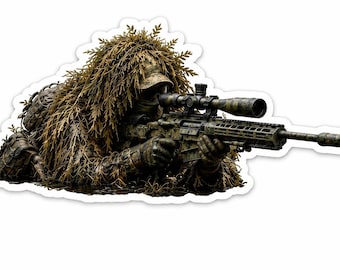 Taktisk prickskyttsoperatör Ghillie-dräkt klistermärke