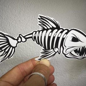 Skull Fish Sticker fishing Bait Lure Tackle Boat Car Bumper Fishing Decal
