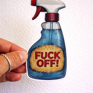 Pegatina repelente de botella de spray "F*ck Off" para parachoques de coche, divertida calcomanía para portátil
