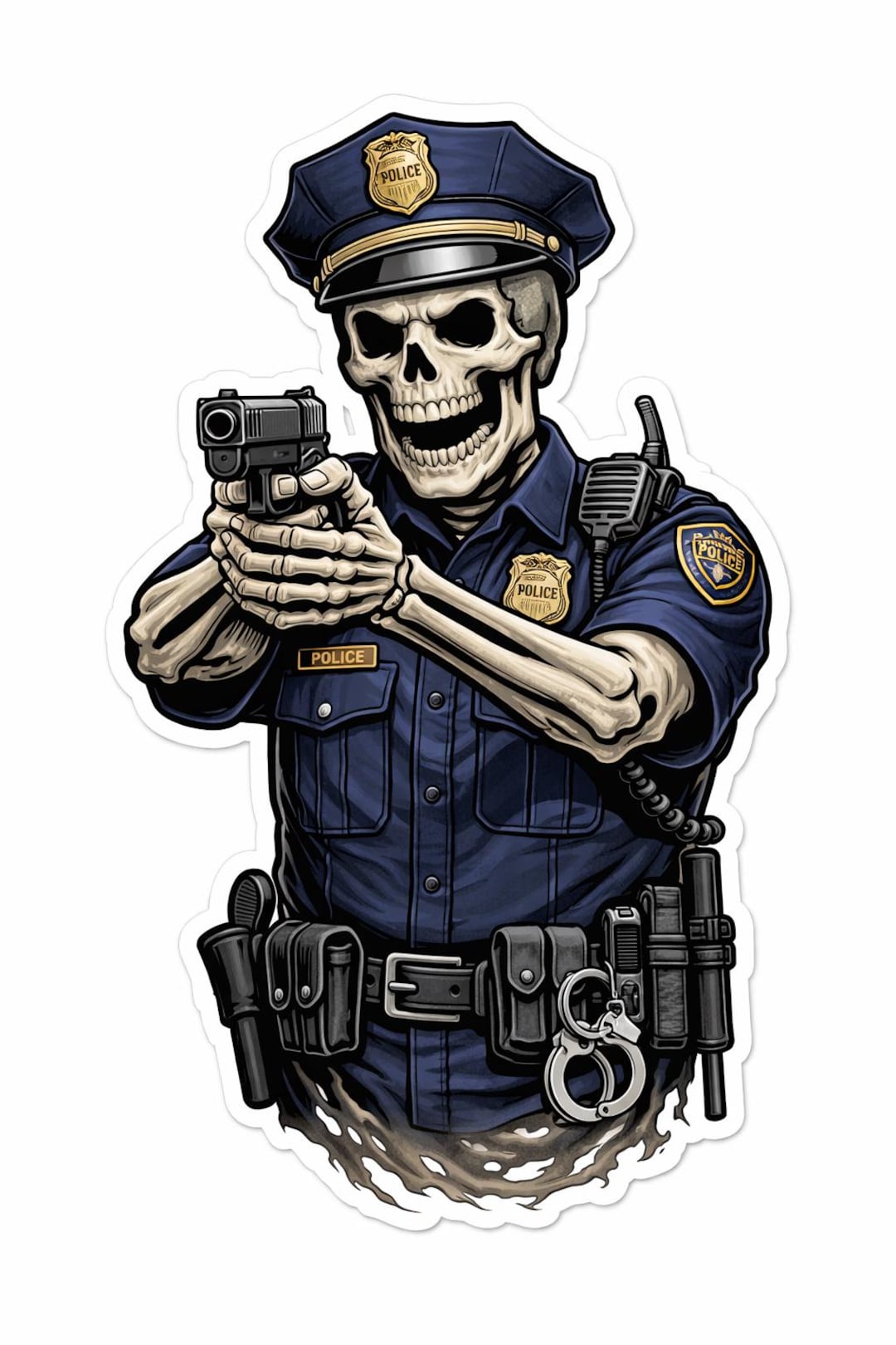 Police Skeleton Police Officer Skeleton Sticker PD Police Department Car Decal Police ...
