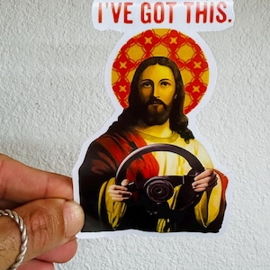 Jezus rijdt, ik heb deze sticker grappige sticker Heilige Jezus Bijbel grappige sticker