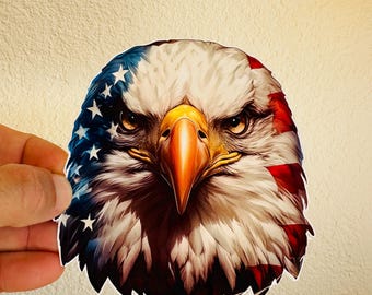 Bald Eagle American Flag Sticker fishing USA Patriot Sticker Boat Car Bumper Fishing Decal