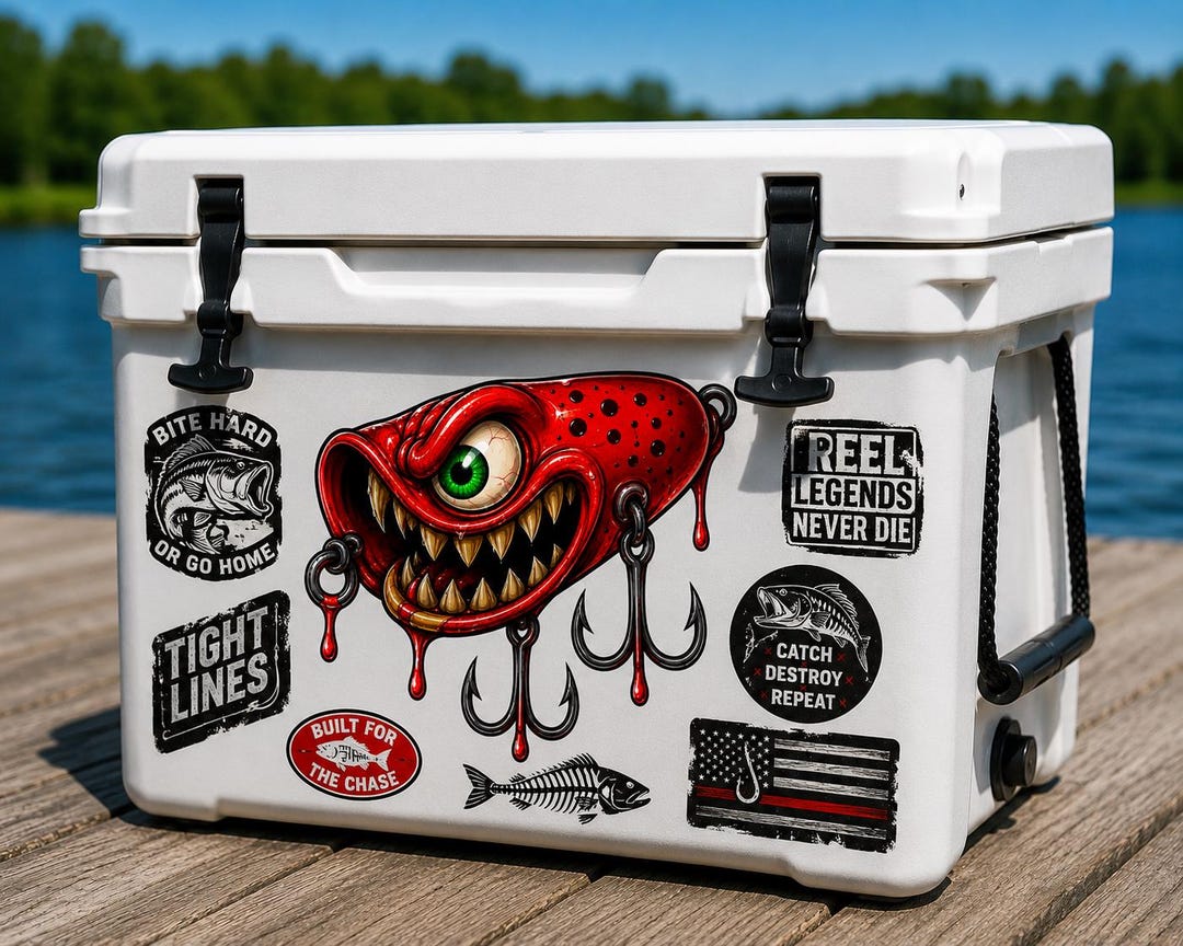 Bait Fishing Lure Sticker Bass Large Mouth Popper Pike Fishing Decal ...