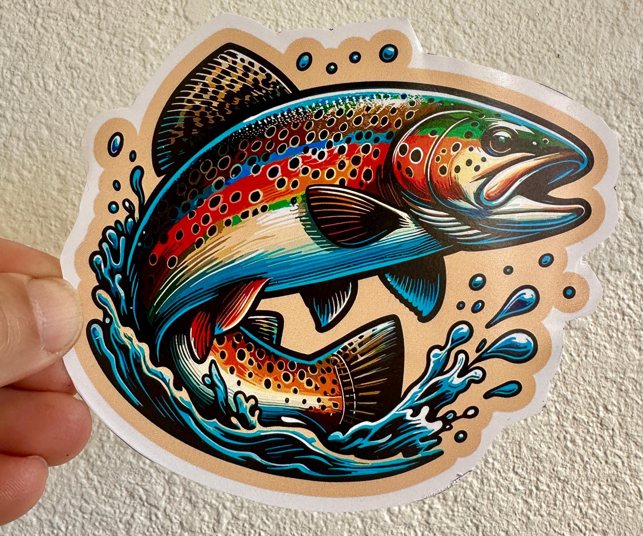 Décalcomanie Autocollant Truite Arc-en-ciel HD 13x13cm - Pour Ordinateur, Boîte De Pêche