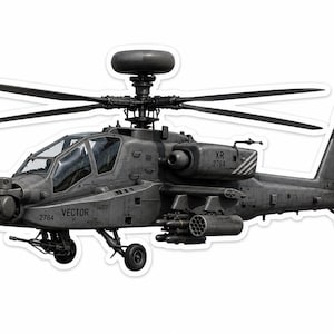 AH-64E Apache helikopter stansad klistermärke | Vinyldekal för flyg | Militär helikopterklistermärke för pilot, present till flygplansälskare, laptop