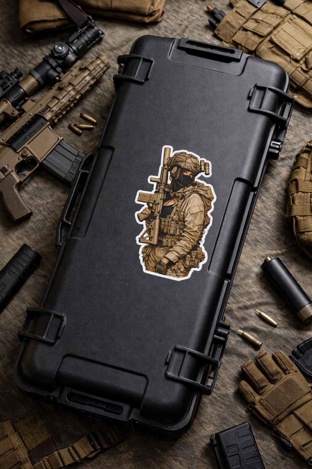 Cartoon Military Girl Operator Sticker Car Bumper Army Decal Tactical ...