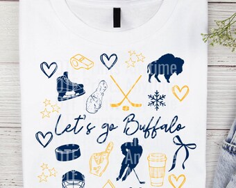 Buffalo Hockey Doodle T-Shirt / Crewneck Sweatshirt | Hockey Fan Gift | Plus Size Options
