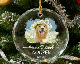 Personalized Pet Memorial Photo Ornament, Dog Sympathy Gift, Forever Loved Ornament, Cat Memorial Ornament, Pet Loss Gift,Christmas Ornament