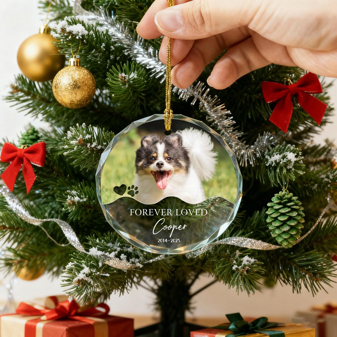 Personalized Pet Memorial Photo Ornament, Dog Sympathy Gift, Forever ...