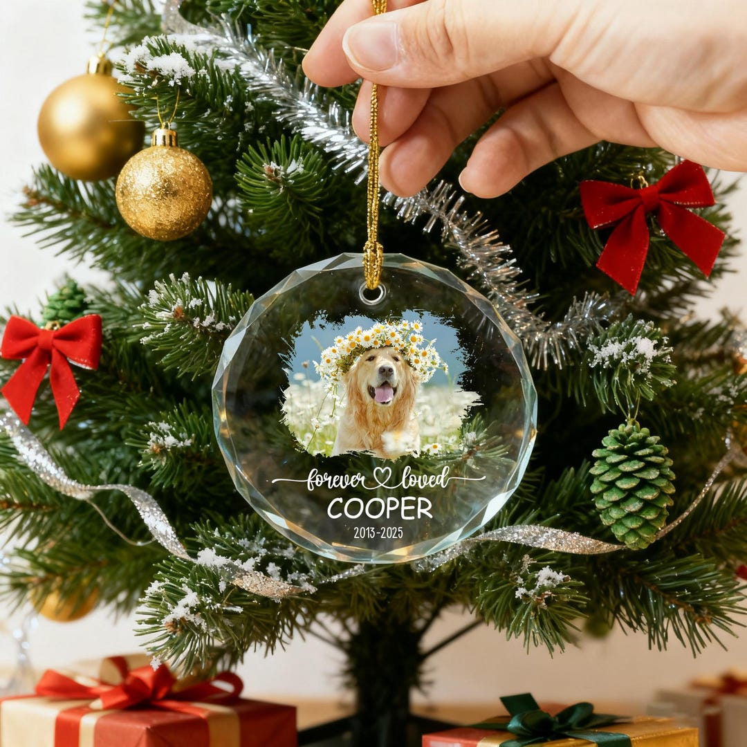 Personalized Pet Memorial Photo Ornament, Dog Sympathy Gift, Forever ...