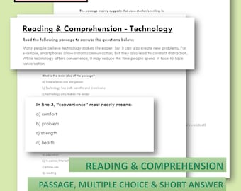 Werkbladen Begrijpend lezen: middelbare school, voorbereiding SAT (pdf-download)