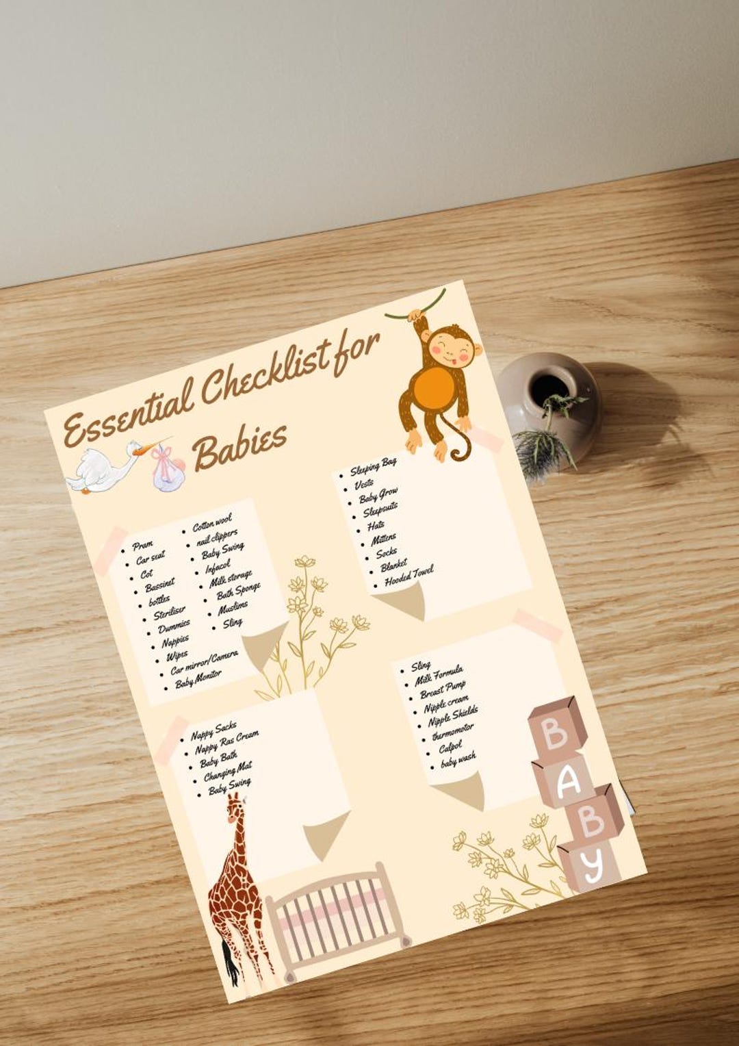 Newborn Baby Essential Check List - Etsy