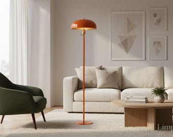 Orange Mushroom Floor Lamp, Mid Century Modern Standing Light