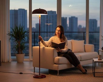 Lampa podłogowa Bordeaux Metal – lampa stojąca w stylu Mid-Century Modern ze złotymi akcentami