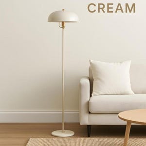 Metalen vloerlamp, crèmekleurig geel, 160 cm, E27 fitting, retro staande lamp