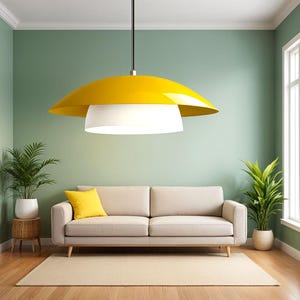 Yellow & White Scandinavian Pendant Light: Modern E27 LED Ceiling Fixture