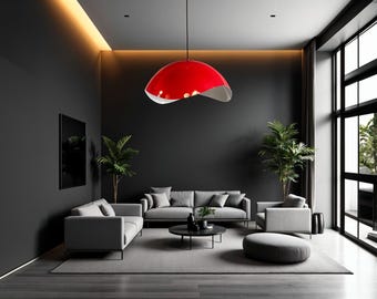 Modern Red Glass Pendant Light – Single Hanging Ceiling Lamp for Kitchen Island & Dining Table