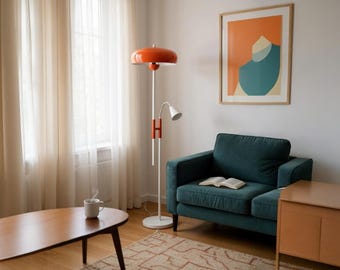 Orange Mushroom Floor Lamp: Mid-Century Modern Scandinavian Design