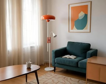 Lampa stojąca – styl mid-century modern i skandynawski retro z podwójnym sterowaniem światłem