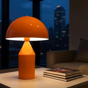 Orange Metal Table Lamp: Modern Minimalist Accent Lighting