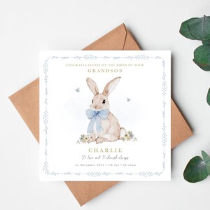 Carte personnalisée nouveau petit-fils, carte nouveaux grands-parents, carte de félicitations bébé petit-fils, carte nouveau bébé garçon