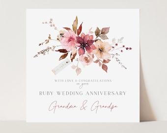 Personalised Ruby Wedding Card, 40th Wedding Anniversary Card, Ruby Anniversary Card, 40 Years Married