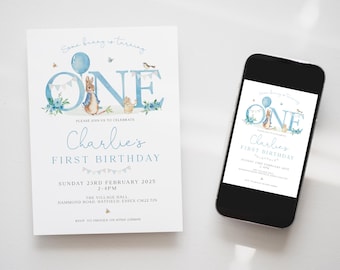 DIGITAL Peter Rabbit Invite, Beatrix Potter Birthday Invite, Birthday Party E Vite, Boy's Birthday Invite, Son Birthday Party