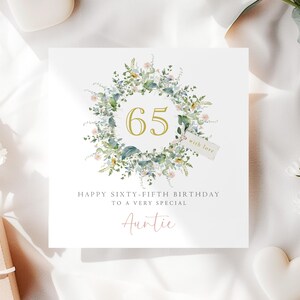 Carte d'anniversaire personnalisée pour 65 ans, maman, 65 ans florale, 65 ans pour soeur, 65 ans pour tante, 65 ans pour ami