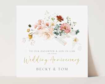 Tarjeta de aniversario de boda personalizada, tarjeta de aniversario de boda para todos los años, tarjeta de aniversario personalizada