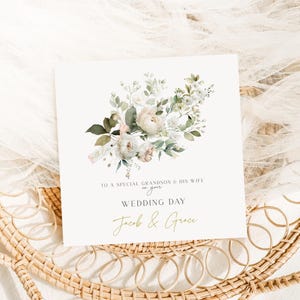 Carte de mariage personnalisée, Carte de mariage florale, Félicitations pour mariage, Cadeau de mariage, Souvenir de mariage